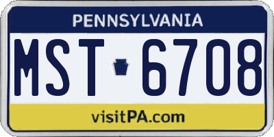 PA license plate MST6708