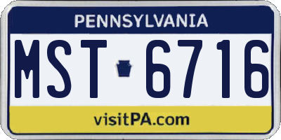 PA license plate MST6716