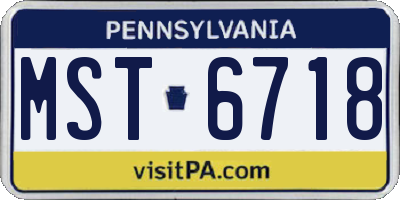 PA license plate MST6718