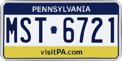 PA license plate MST6721