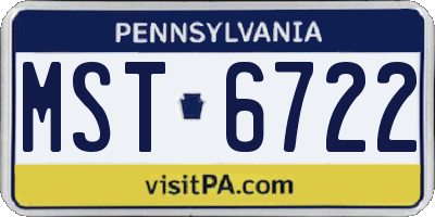 PA license plate MST6722