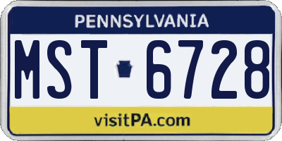PA license plate MST6728