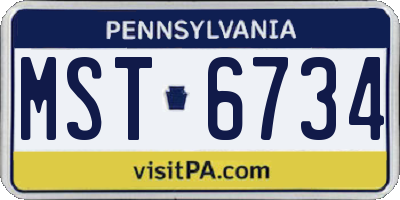 PA license plate MST6734