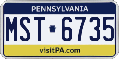 PA license plate MST6735