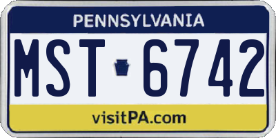 PA license plate MST6742