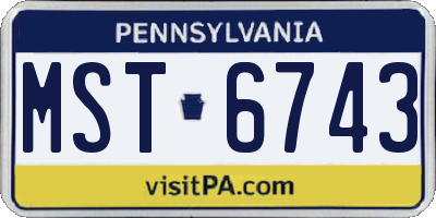 PA license plate MST6743