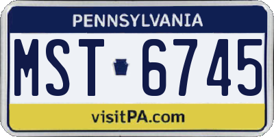 PA license plate MST6745