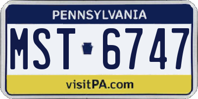 PA license plate MST6747