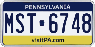 PA license plate MST6748