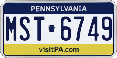 PA license plate MST6749