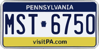 PA license plate MST6750