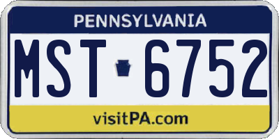 PA license plate MST6752