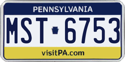 PA license plate MST6753