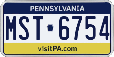 PA license plate MST6754