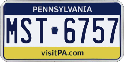 PA license plate MST6757