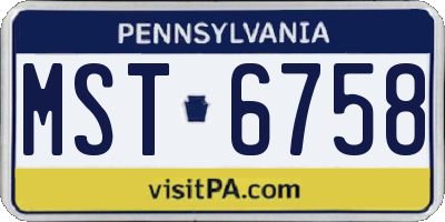 PA license plate MST6758
