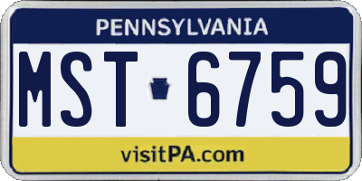 PA license plate MST6759