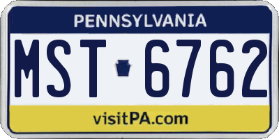 PA license plate MST6762