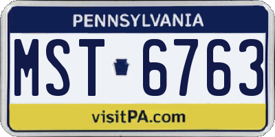 PA license plate MST6763