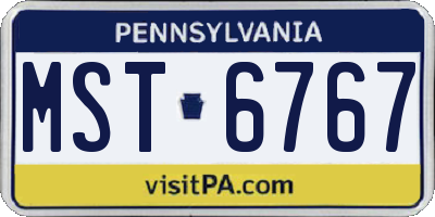 PA license plate MST6767