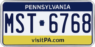 PA license plate MST6768