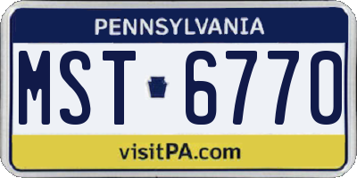 PA license plate MST6770