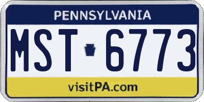 PA license plate MST6773