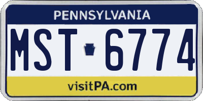 PA license plate MST6774