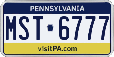 PA license plate MST6777