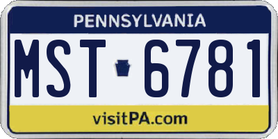 PA license plate MST6781