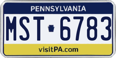 PA license plate MST6783