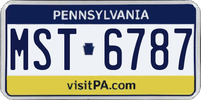 PA license plate MST6787