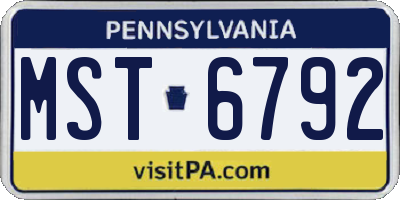 PA license plate MST6792