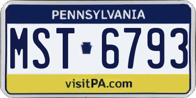 PA license plate MST6793