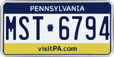 PA license plate MST6794