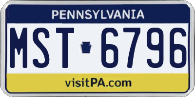 PA license plate MST6796