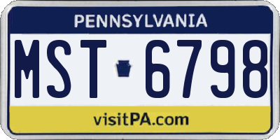 PA license plate MST6798