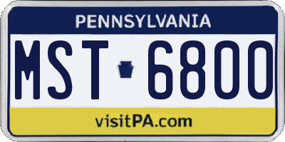 PA license plate MST6800