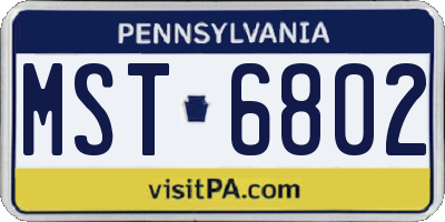 PA license plate MST6802