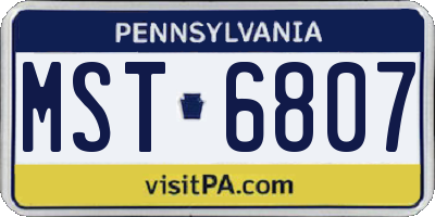 PA license plate MST6807