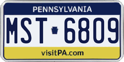 PA license plate MST6809