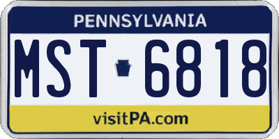 PA license plate MST6818