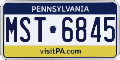 PA license plate MST6845