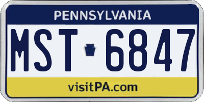 PA license plate MST6847