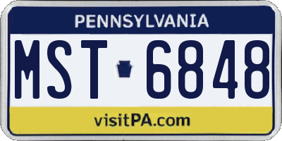PA license plate MST6848