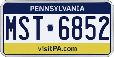 PA license plate MST6852
