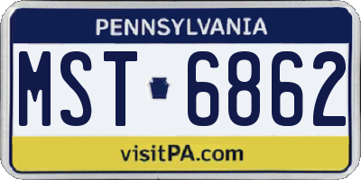 PA license plate MST6862