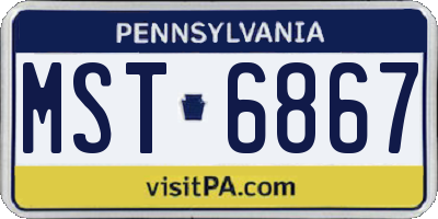 PA license plate MST6867