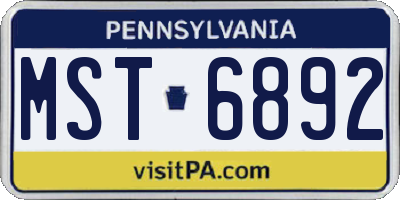PA license plate MST6892