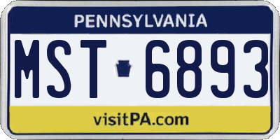 PA license plate MST6893